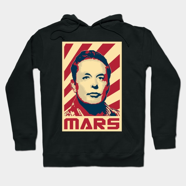 Elon Musk Mars Retro Propaganda Hoodie by Nerd_art